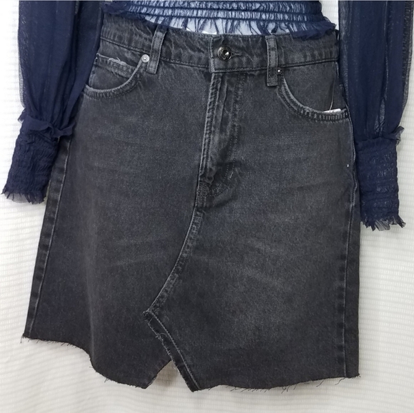 Free People black denim mini skirt size 24 - Picture 4 of 6